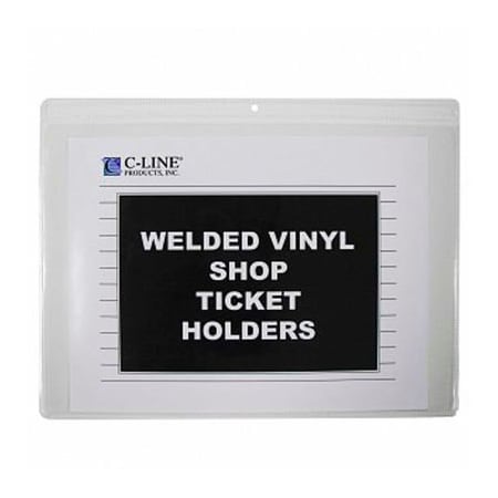 C-Line Products Shop Ticket Holders, Welded Vinyl, Both Sides Clear, Open Long Side, 12 X 9, 50/BX